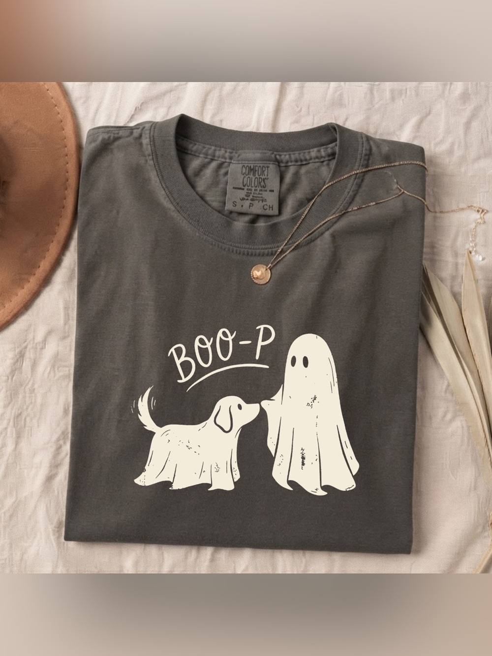Boo-P Cute Ghost Dog Spooky Season Comfort Colors T-Shirt